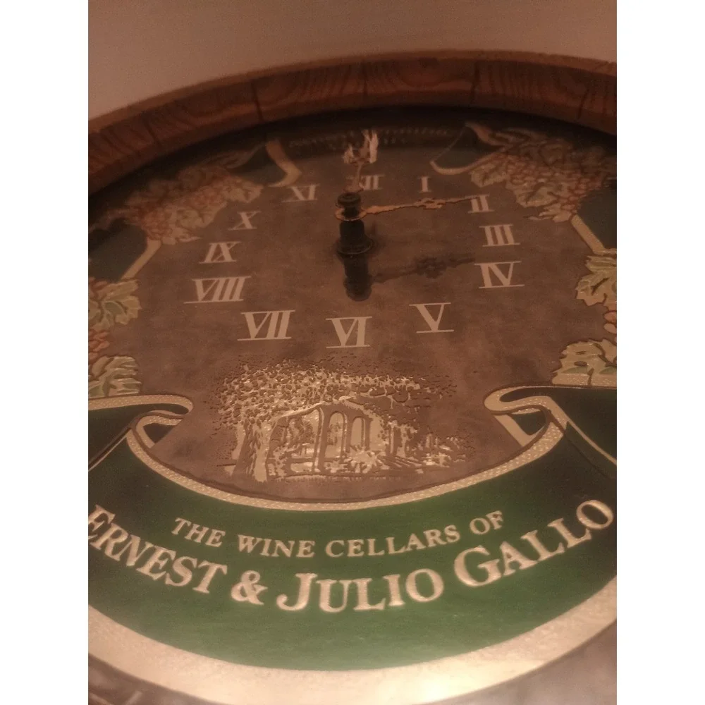 Vintage Ernest & Julio Gallo Oval Wine Cellar Barrell Irish Bar Sign Wall Clock